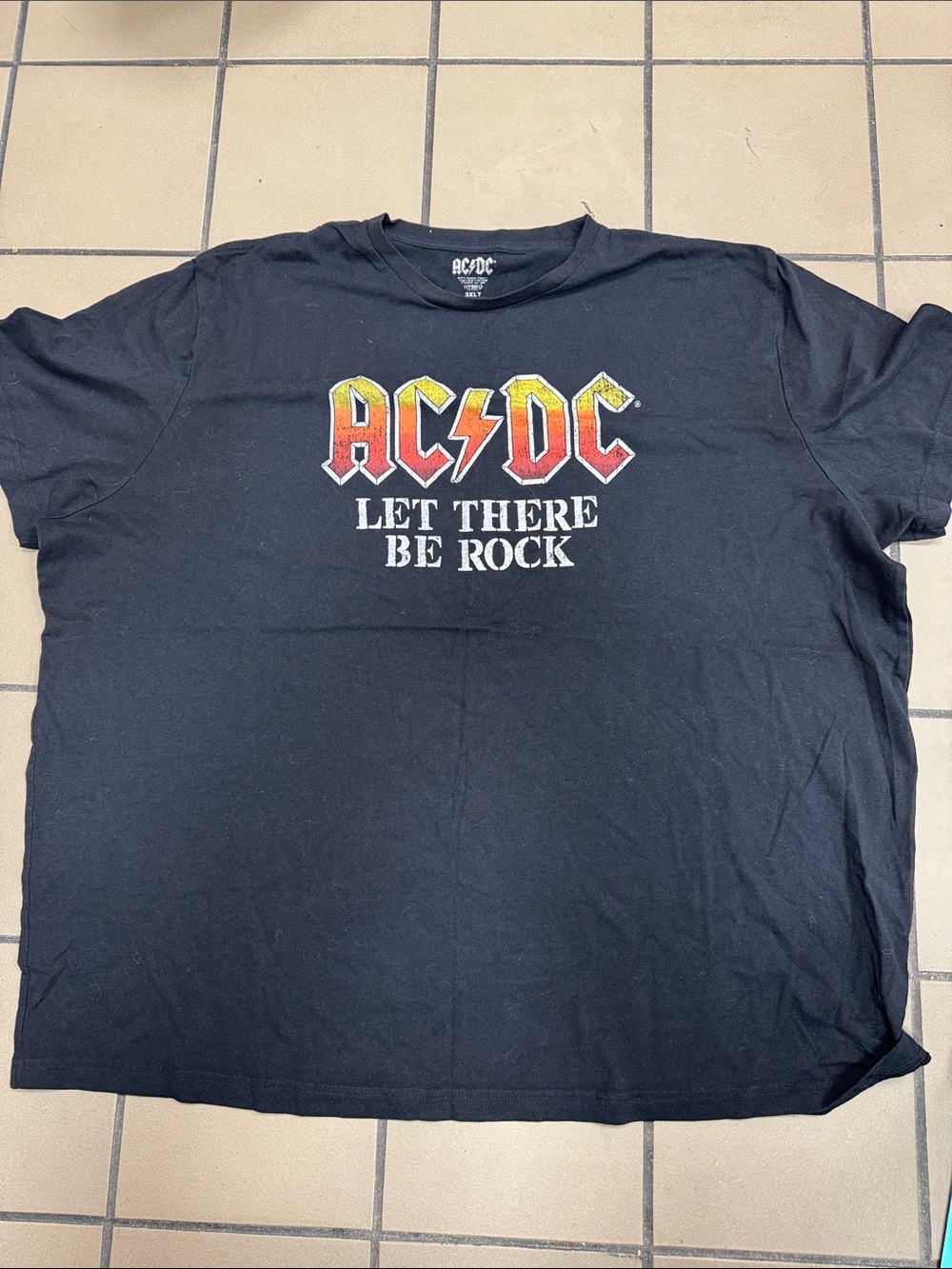 AC/DC Black Tee with Red-Yellow Gradient Logo